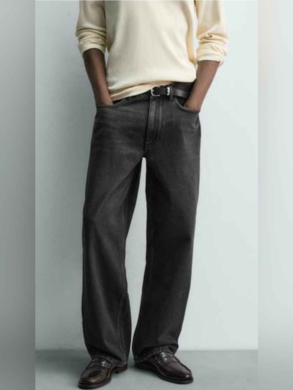 NWT! Zara Men Black Straight-Leg Denim Jeans Size 32